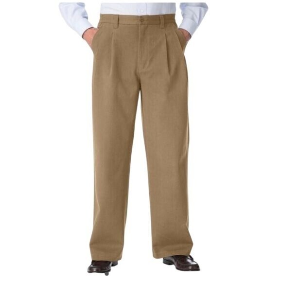 King Size Mens Pleated Khaki Pants Size 52X33 - Picture 1 of 7